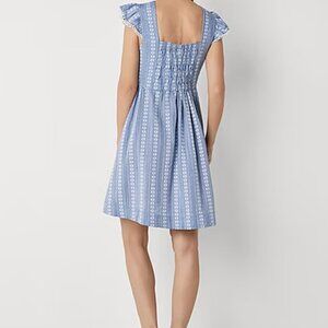 NWT Peyton & Parker 100% Cotton Smocked Lace Trim Blue Dress Size XS Could Fit S